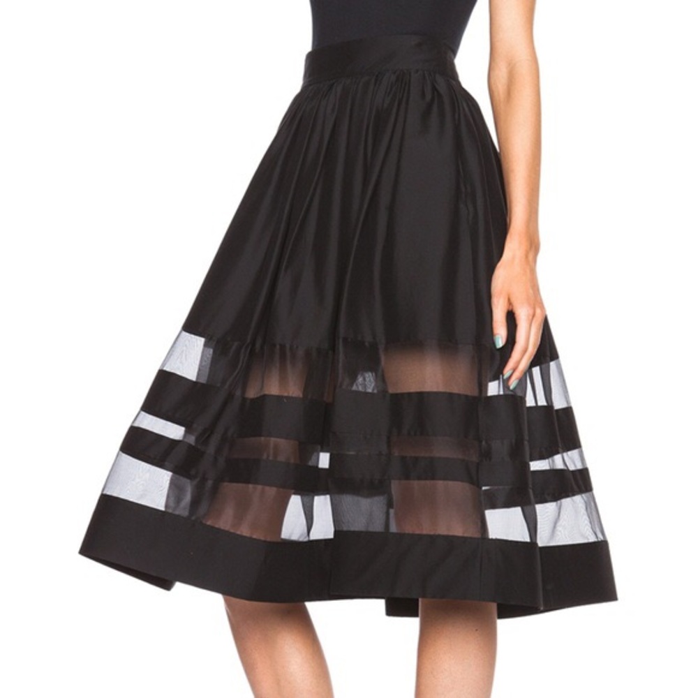 Alice & Olivia Black Mesh Circle Skirt